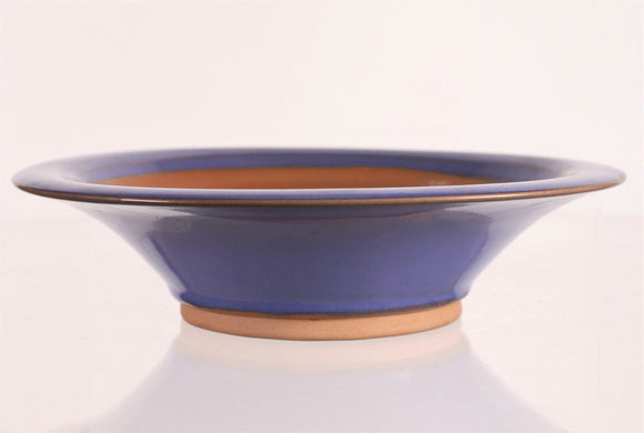 Tokoname Bigei Blue Violet Glazed Round Bonsai Pot- 8