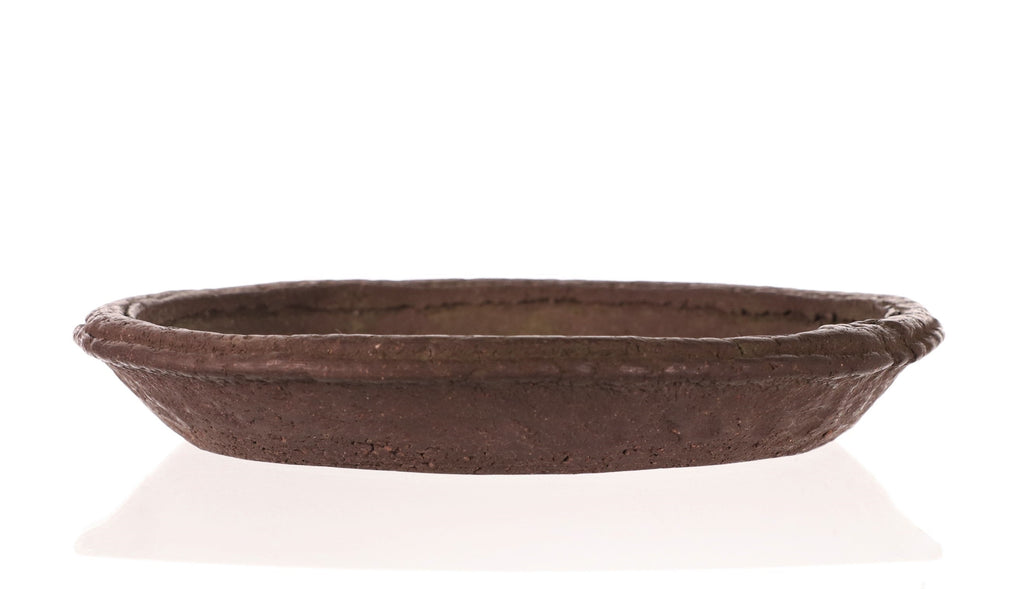 Tokoname Yamaaki Dark Brown Unglazed Nanban Style Round Bonsai Pot- 9" x 9" x 1.25"