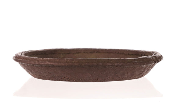 Tokoname Yamaaki Dark Brown Unglazed Nanban Style Round Bonsai Pot- 9