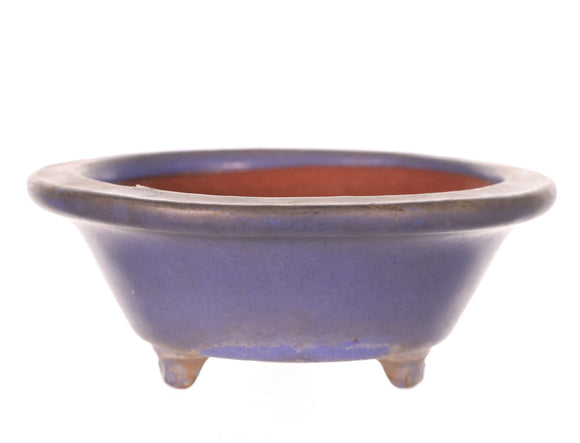 Tokoname Ikko Perwinkle Glazed Round Bonsai Pot- 5.5