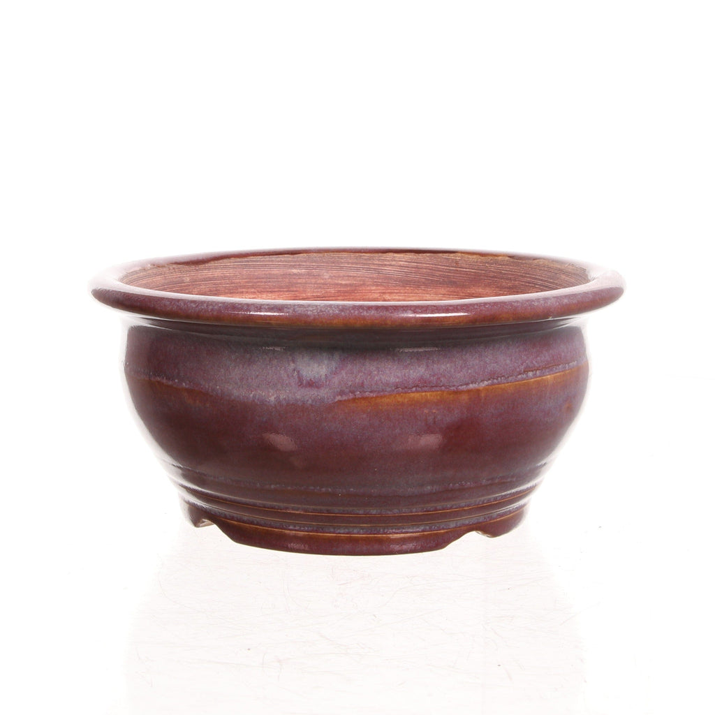 Steve Gossert Purple and Blue Glazed Round Bonsai Pot - 5.75" x 2.25"