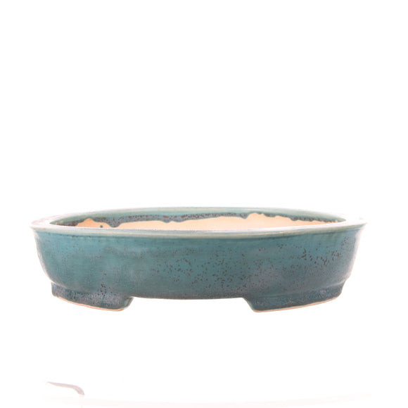 Sam Miller Glazed Blue/Green Oval Bonsai Pot - 10 