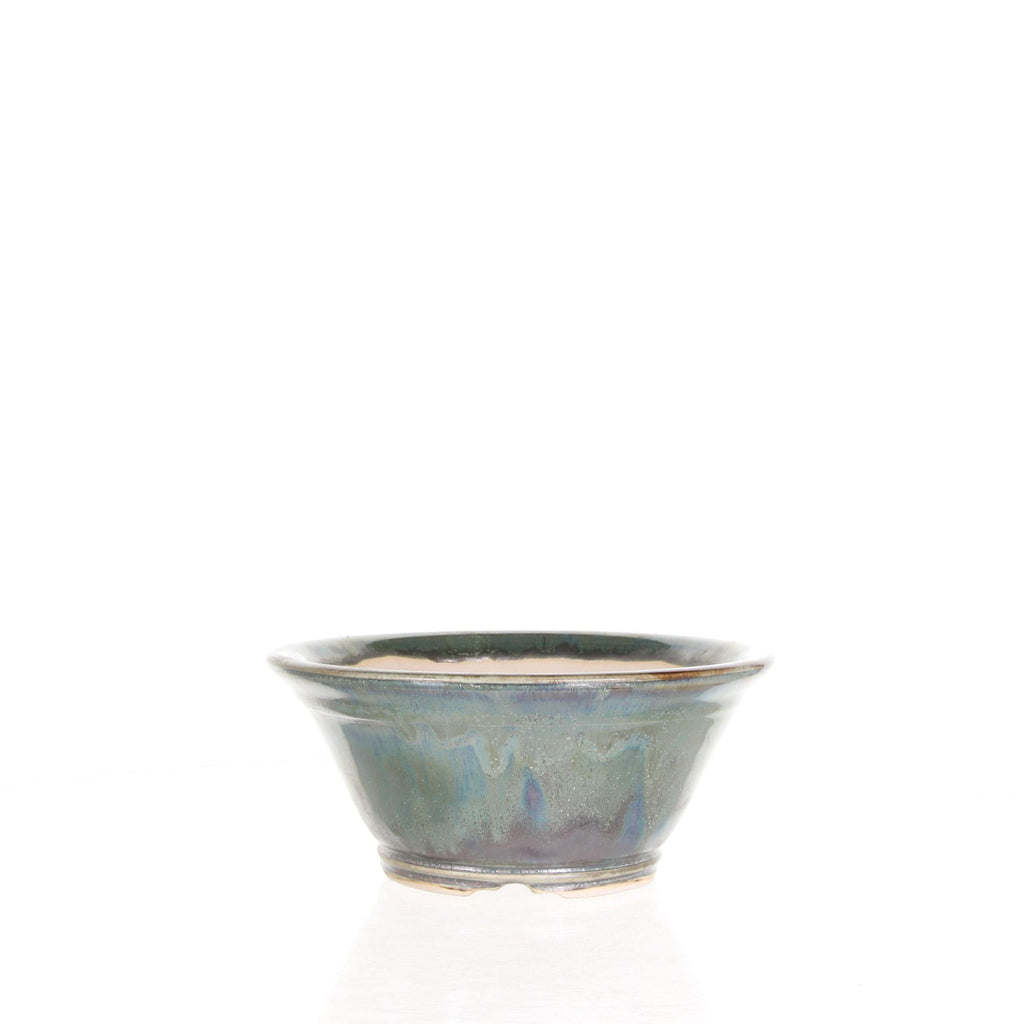 Sam Miller  Blue Round Bonsai Pot - Glazed - 6.25" x  6.25" x  2.75"