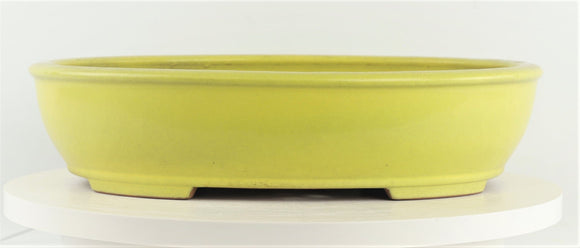 Tokoname Yozan Yellow Glazed Oval Bonsai Pot - 14.75